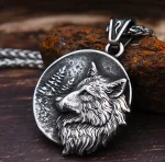 PENDENTIF LOUP SYMBOLES VIKINGS (ACIER)
