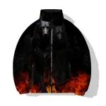 VESTE LOUP FLAMMES SOMBRES