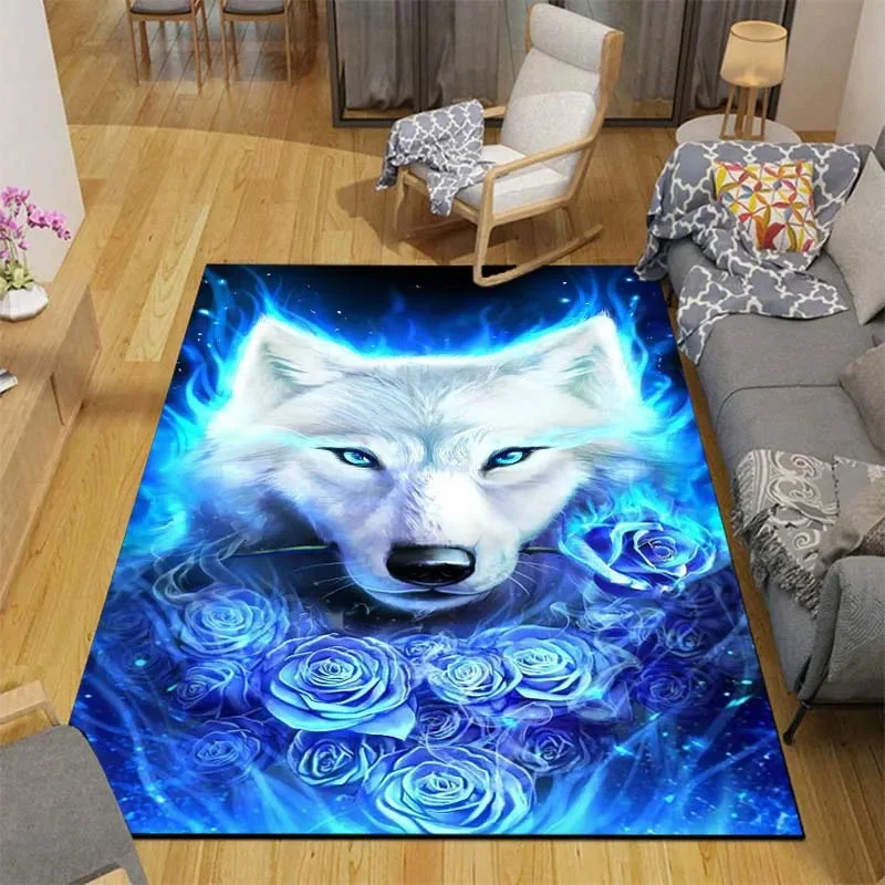 Tapis Loup Blanc Éclat Floral en détail