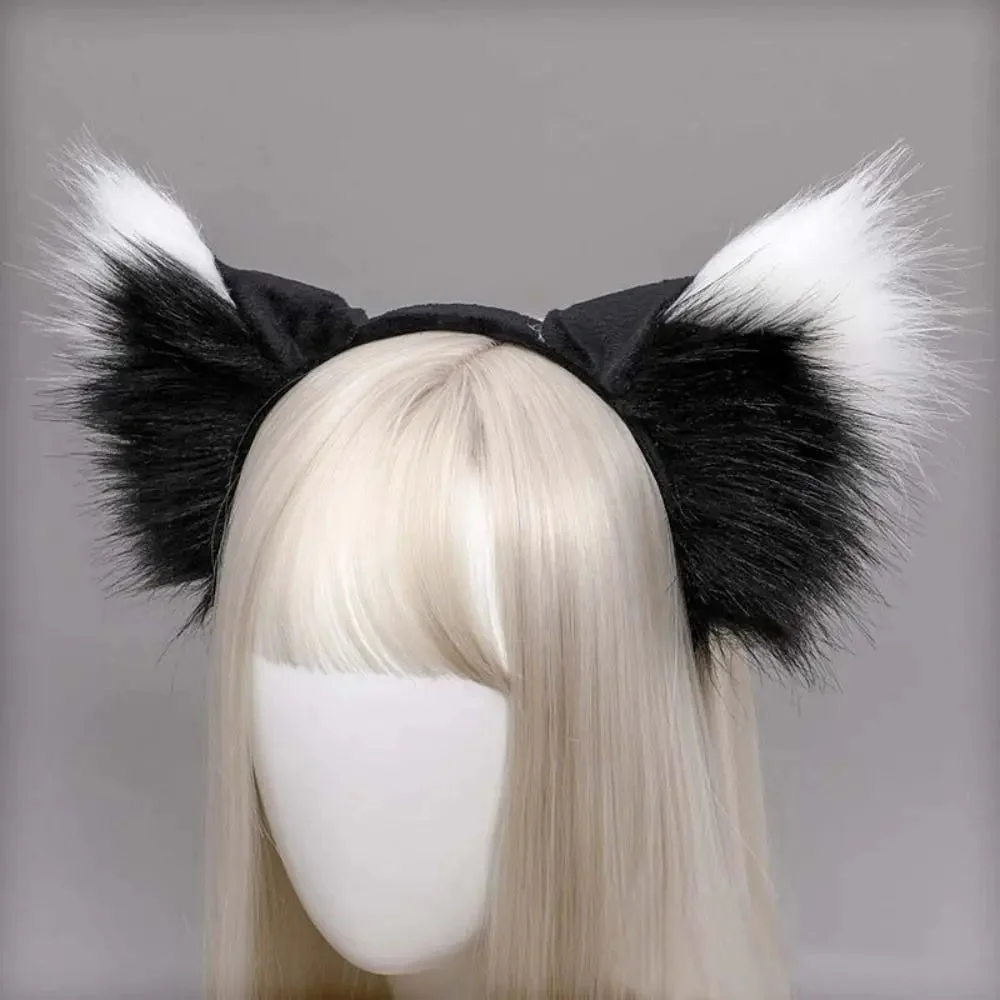 Oreilles de Loup Noires & Blanches Élégantes