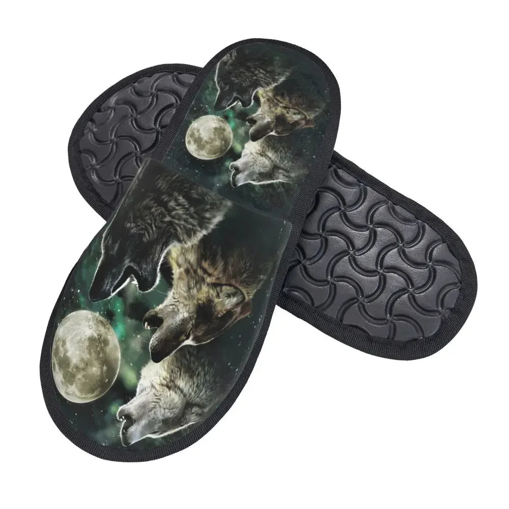 Chaussons confortables avec motif loup