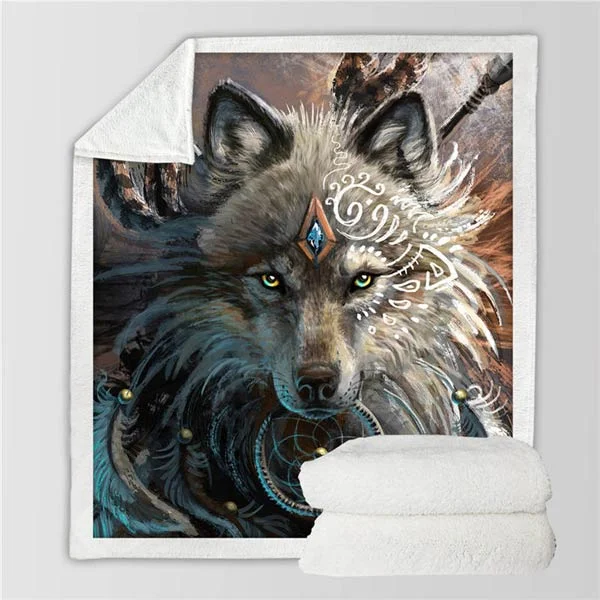 Plaid Loup Guerrier Indien